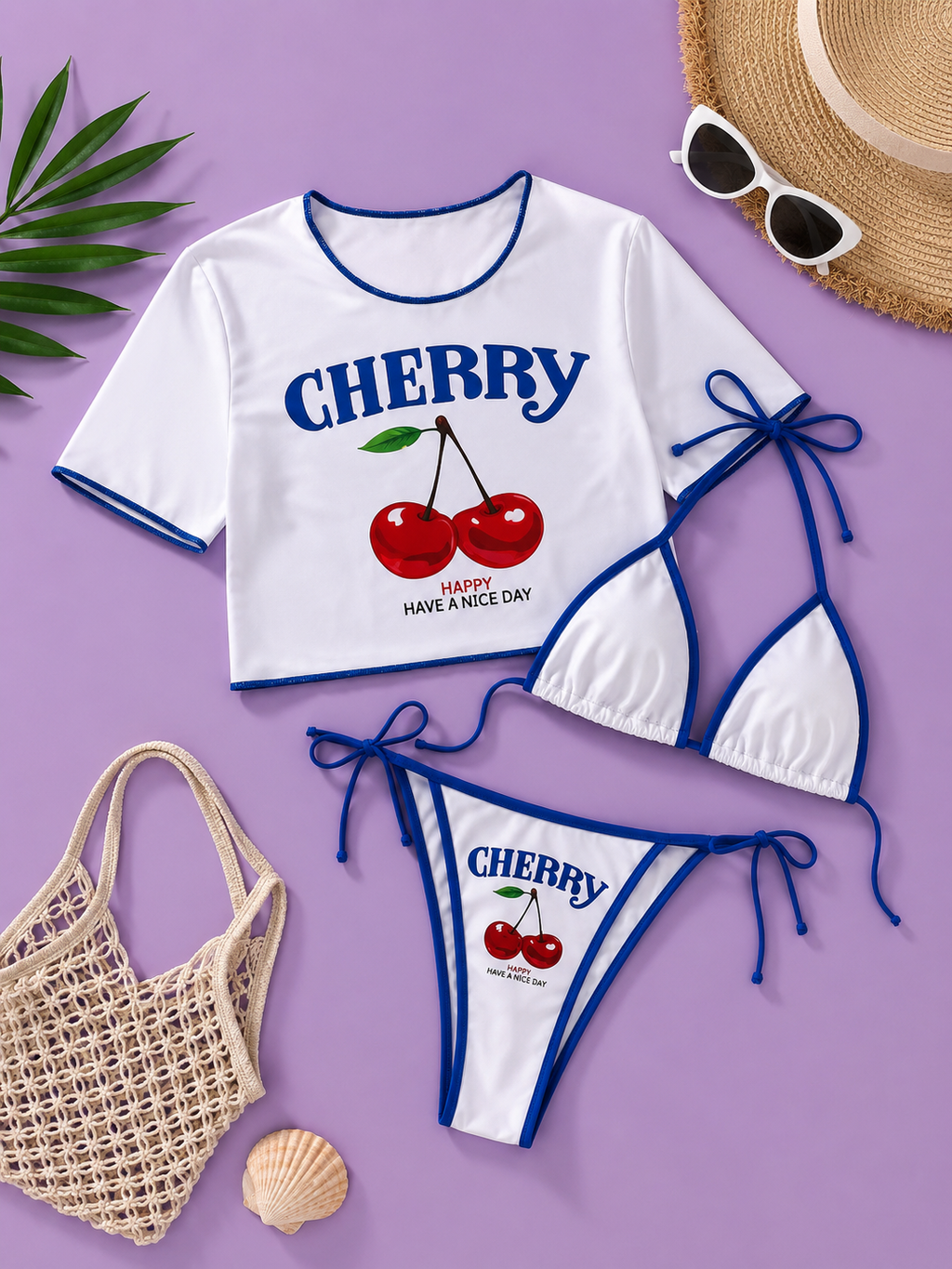Cherry 3 piece bathing suit