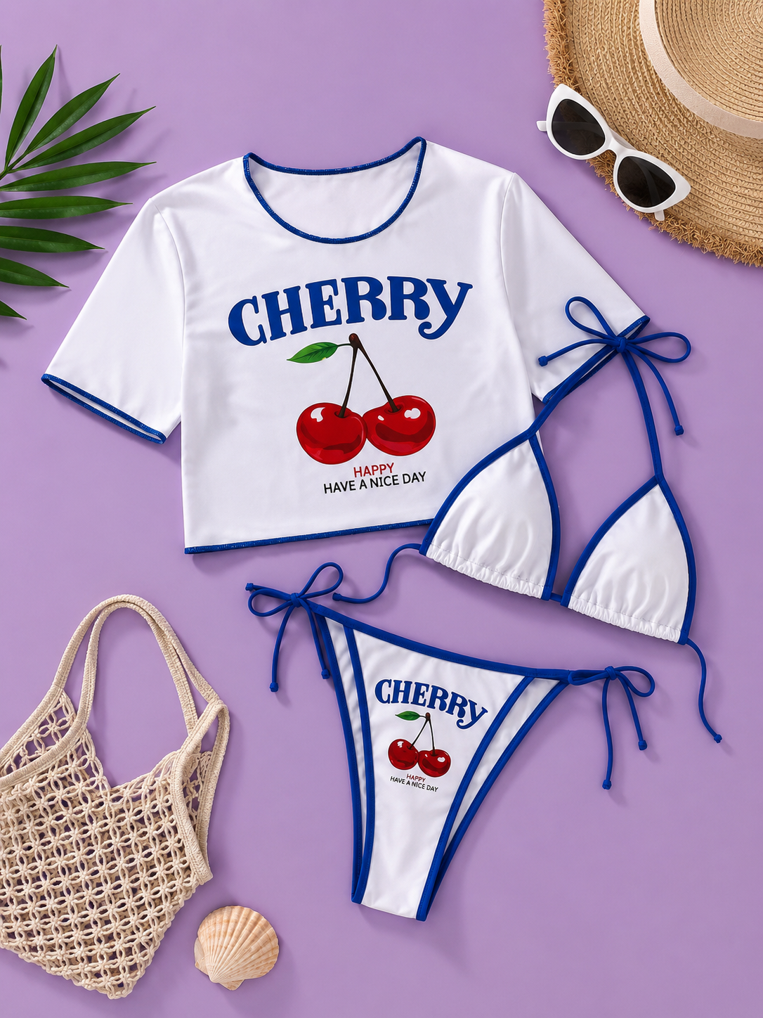 Cherry 3 piece bathing suit