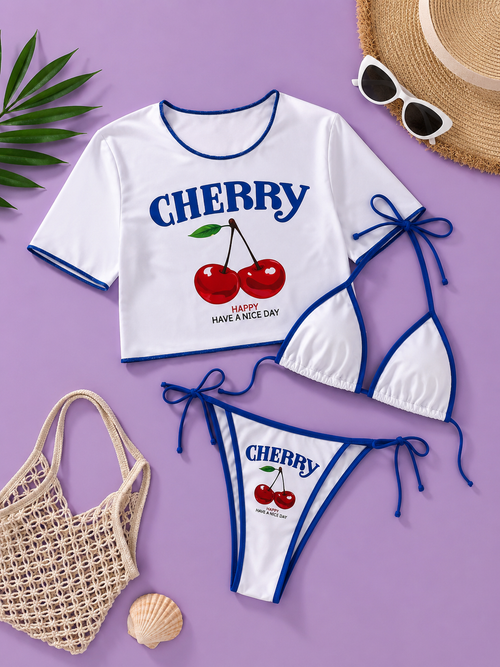 Cherry 3 piece bathing suit