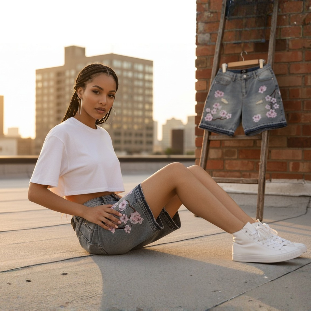 Denim shorts